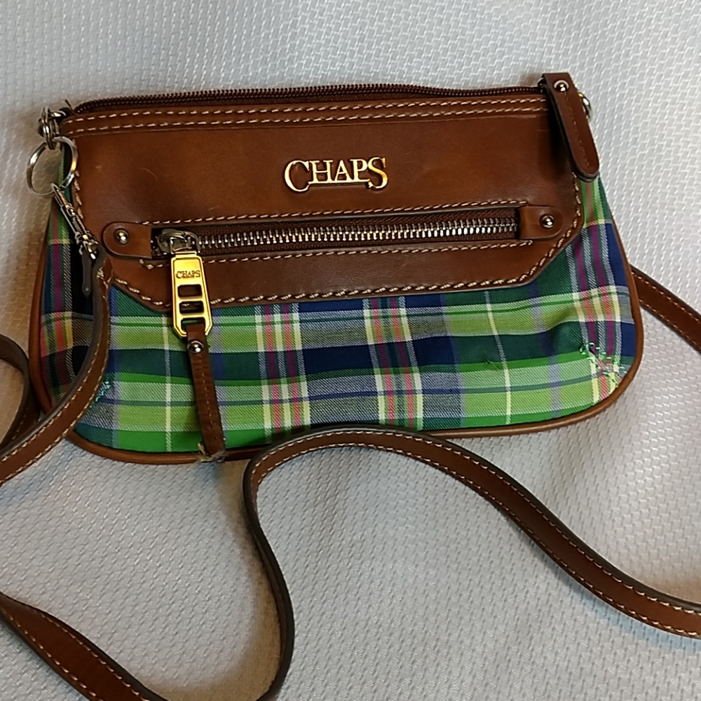 Chaps Plaid and Leather Mini Bag